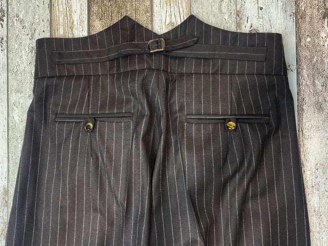 1940s Mens Swing Vintage Style Fishtail Look Trousers (S, Black) at   Men's Clothing store