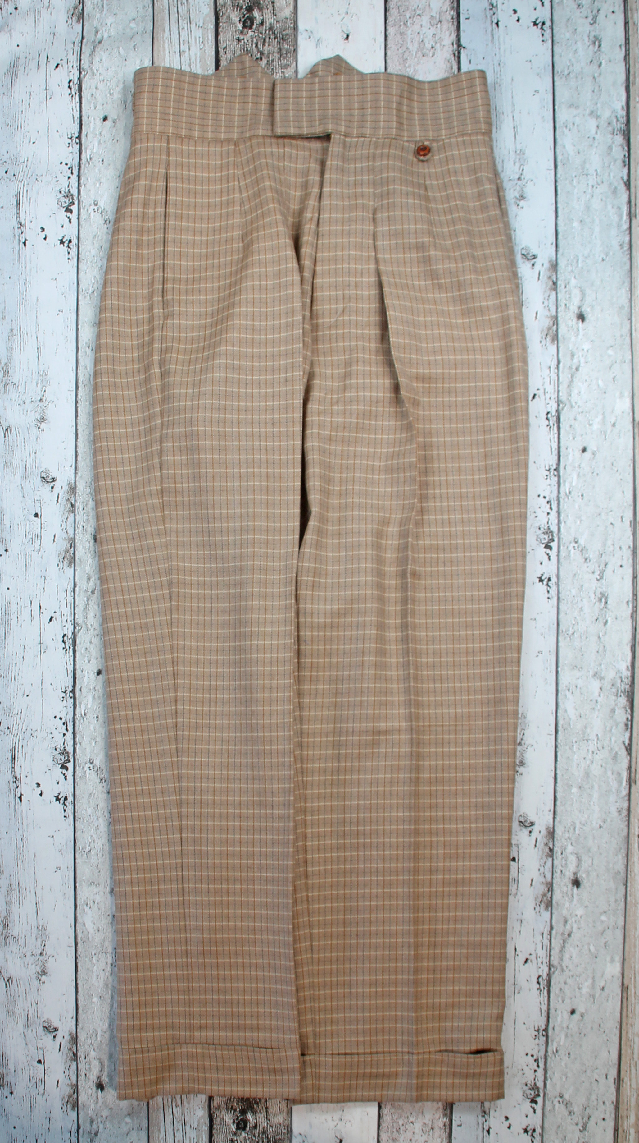 1930s 1940s Mens Vintage Style Rib Cords High Waisted Trousers